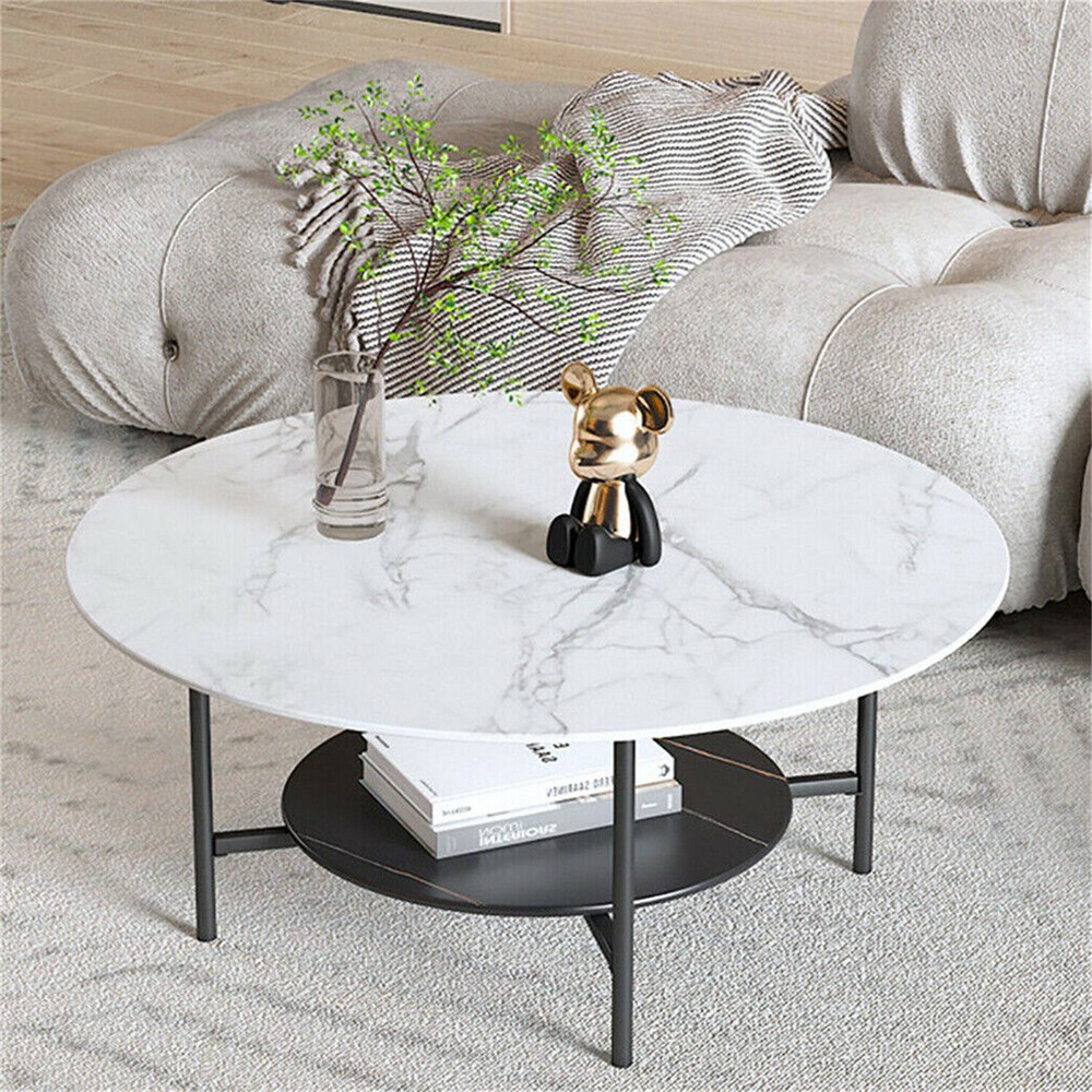 Upscale Real Marble Square/Round Tea Table Metal Frame Coffee Sofa Display Table