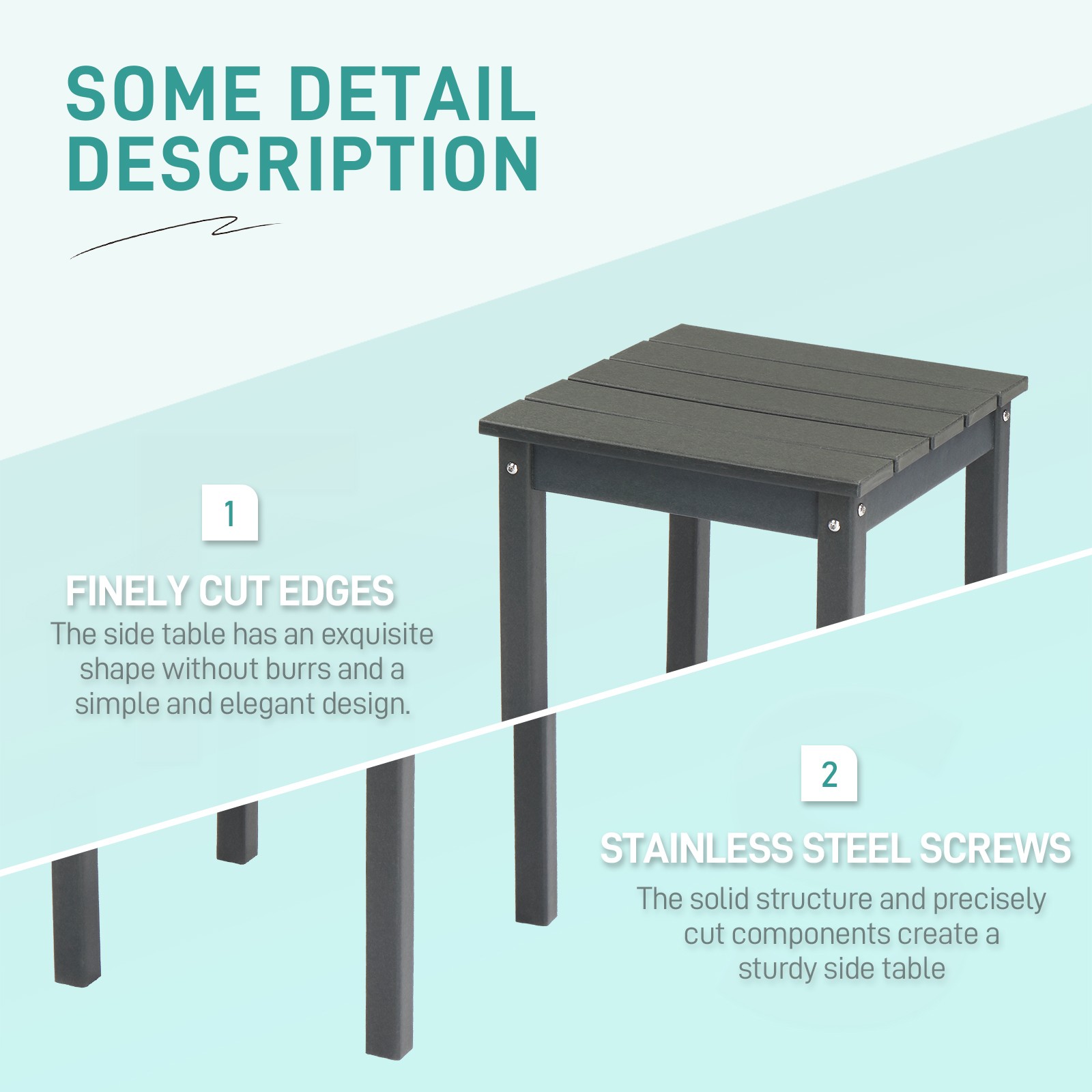 In/Outdoor 2-Tier Square Small Side HDPE End Storage Table, Weather Resistant