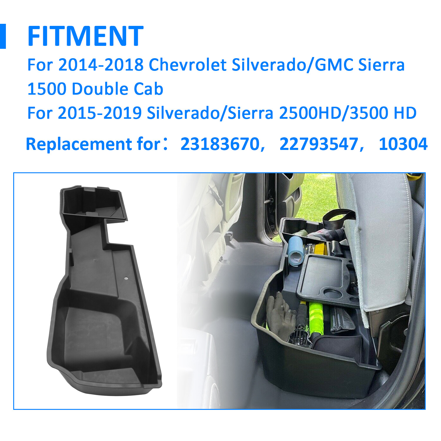 For 2014-18 Silverado Sierra 1500 2500 Extended Double Cab Underseat Storage Box