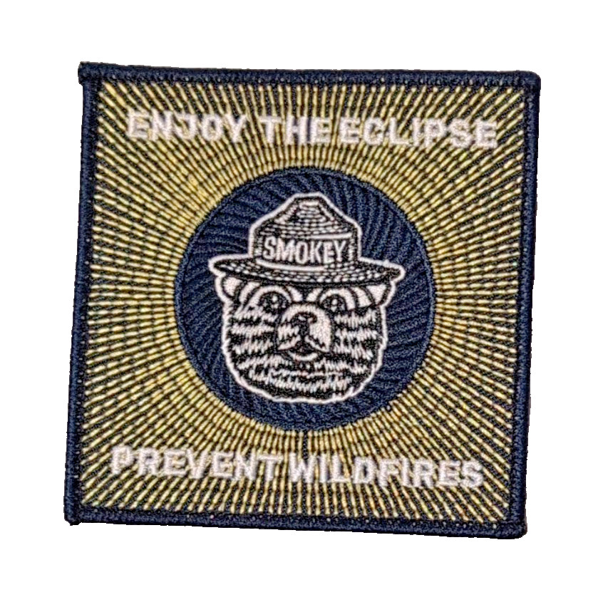 Smokey Bear "Enjoy The Eclipse Prevent Wildfires" Square Patch 3.5"