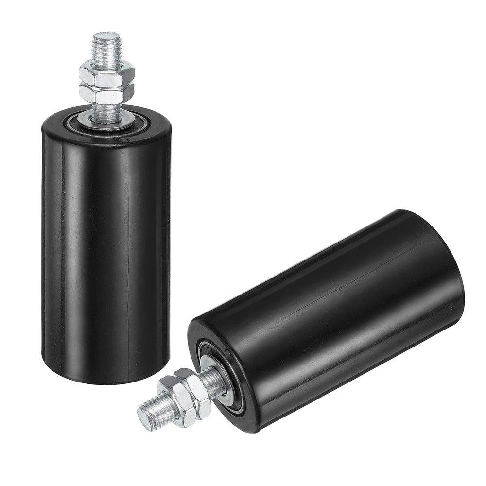 2Pcs Slide Gate Guide Roller, 4" Nylon Sliding Gate Support Assembly, Black