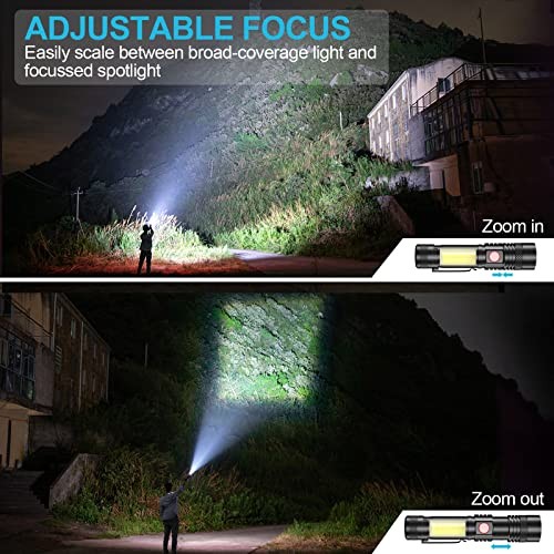 Rechargeable Flashlight, Super Bright LED Flashlight 2pack Magnetic Flashlight