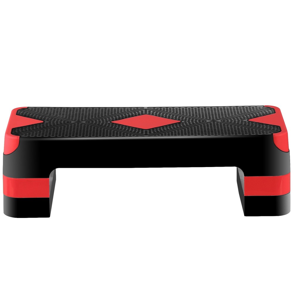 26.5" Aerobic Step Platform Adjustable Exercise Workout Stepper w/4 Risers Red