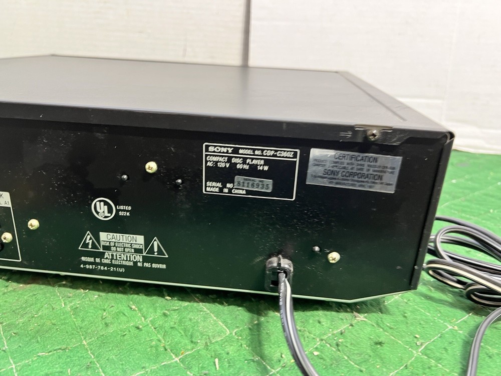 Sony CDP-C360Z 5 Disc Carousel CD Player TESTED WORKING No Remote