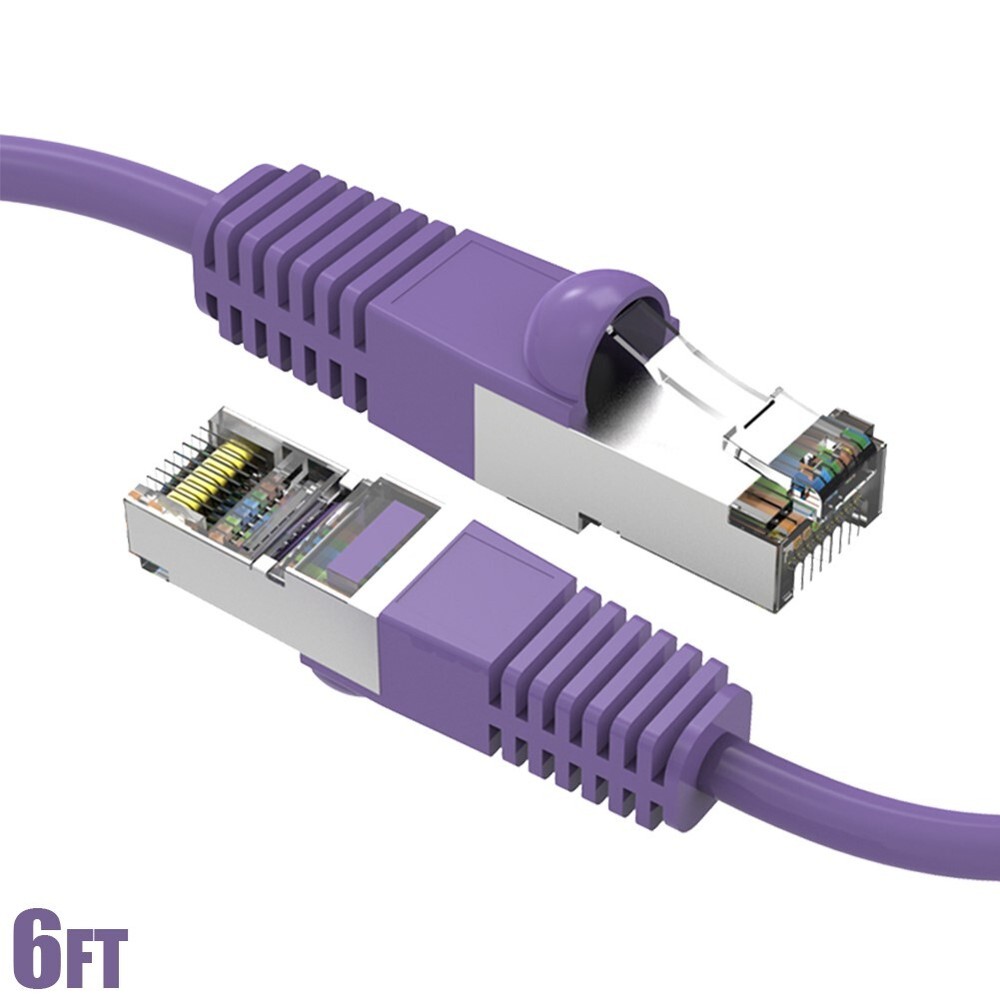 6FT Cat6 RJ45 LAN Network Ethernet Modem SSTP Shielded Patch Cable Molded Purple