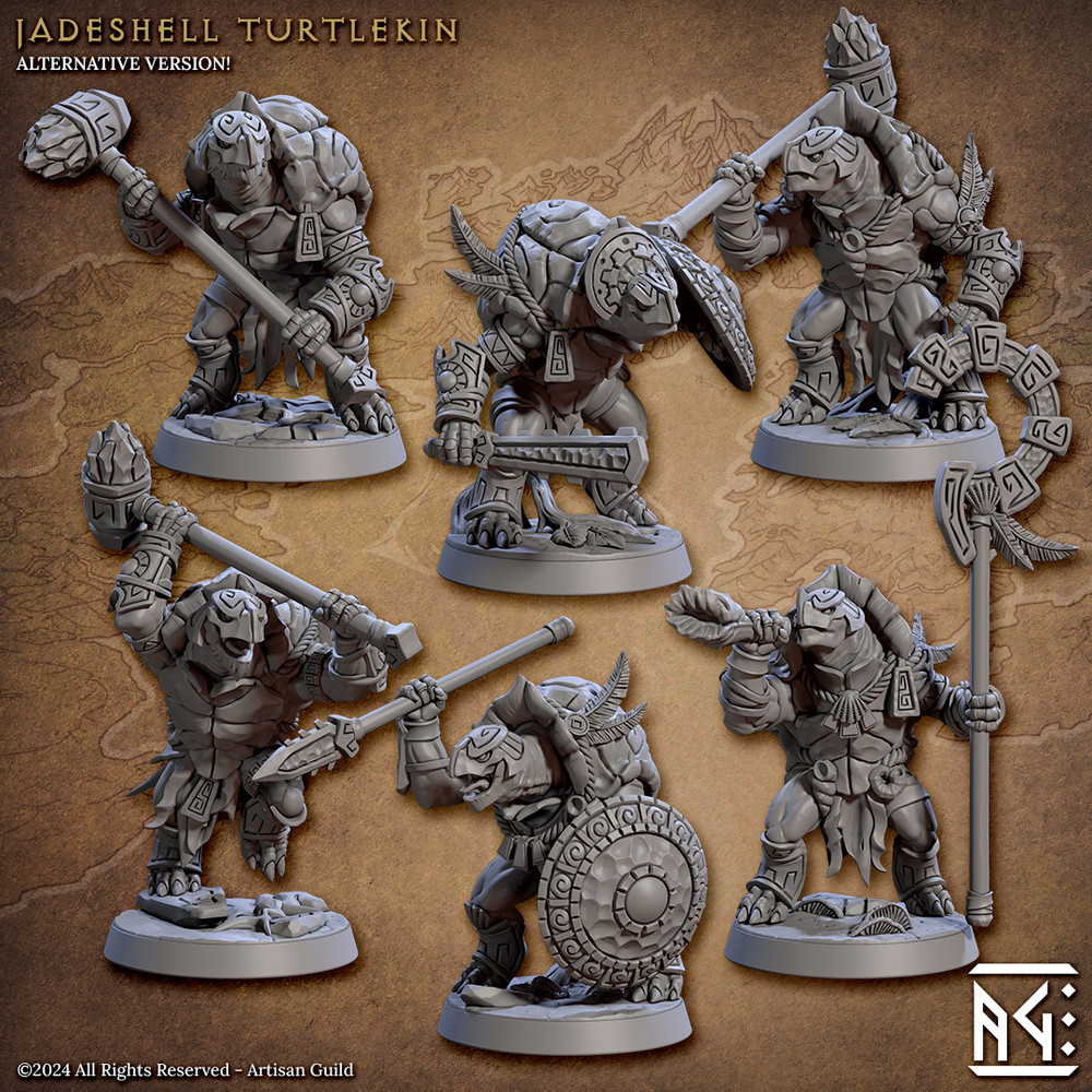 Jadeshell Turtlekin | Artisan Guild Miniatures | Compatible with D&D/AoS