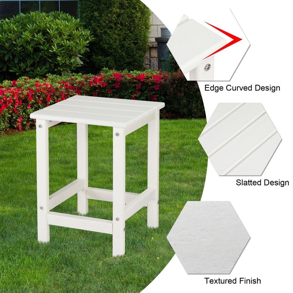 Square Side Table Pool Composite Patio Table HDPE End Tables for Backyard Garden