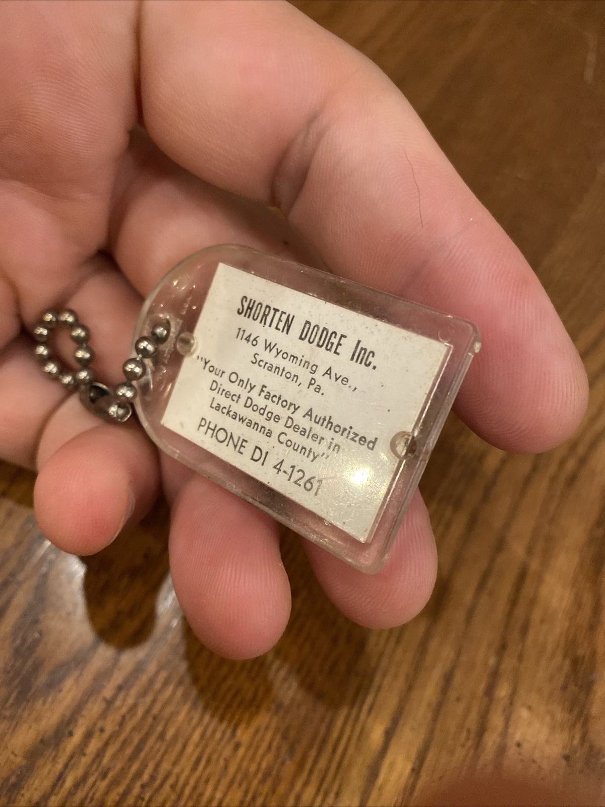 Vtg 1960’s SHORTEN DODGE DEALER SCRANTON PA GOOD LUCK ACTION LINE USA KEYCHAIN