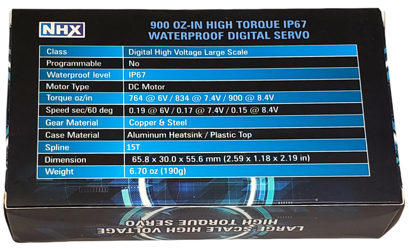 NHX RC 900WP 1/5 1/6 Waterproof 900 oz/in Torque Copper/Steel Gear HV Servo