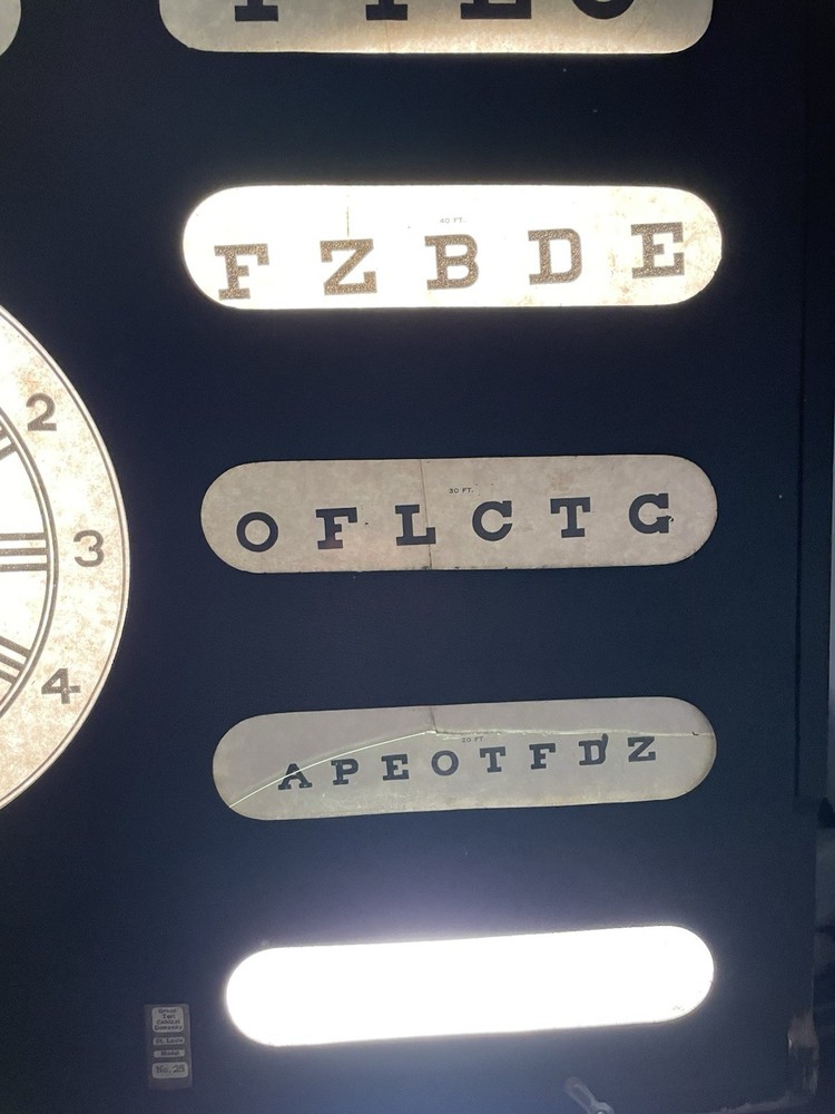 Vintage Optical Vision Visual Acuity Chart Eye Chart Light Box Green Test Co.
