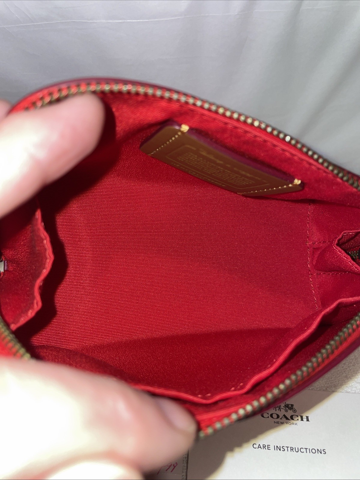 New Authentic Coach/Disney Red Leather Mickey Mouse Makeup Pouch