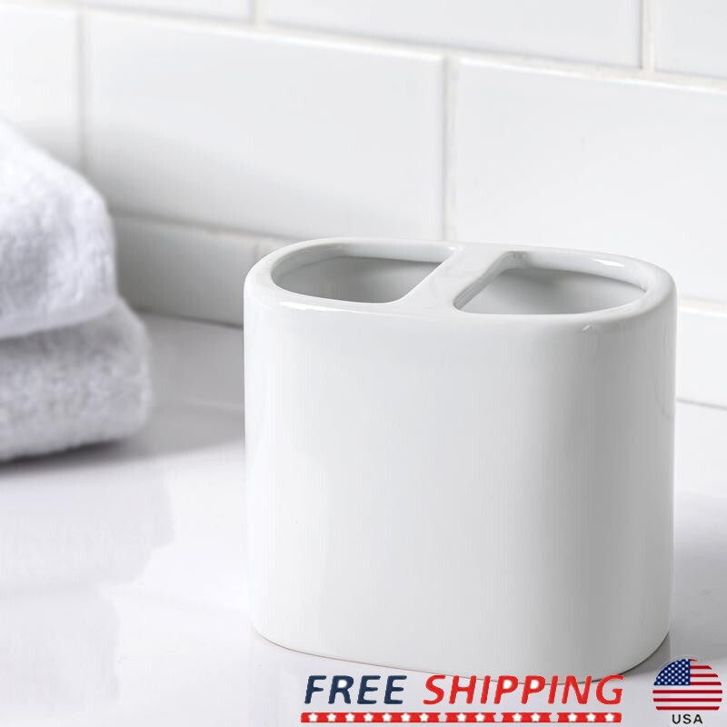 Basic Ceramic Toothbrush Holder White Bathroom Accessories Toothbrush Storage