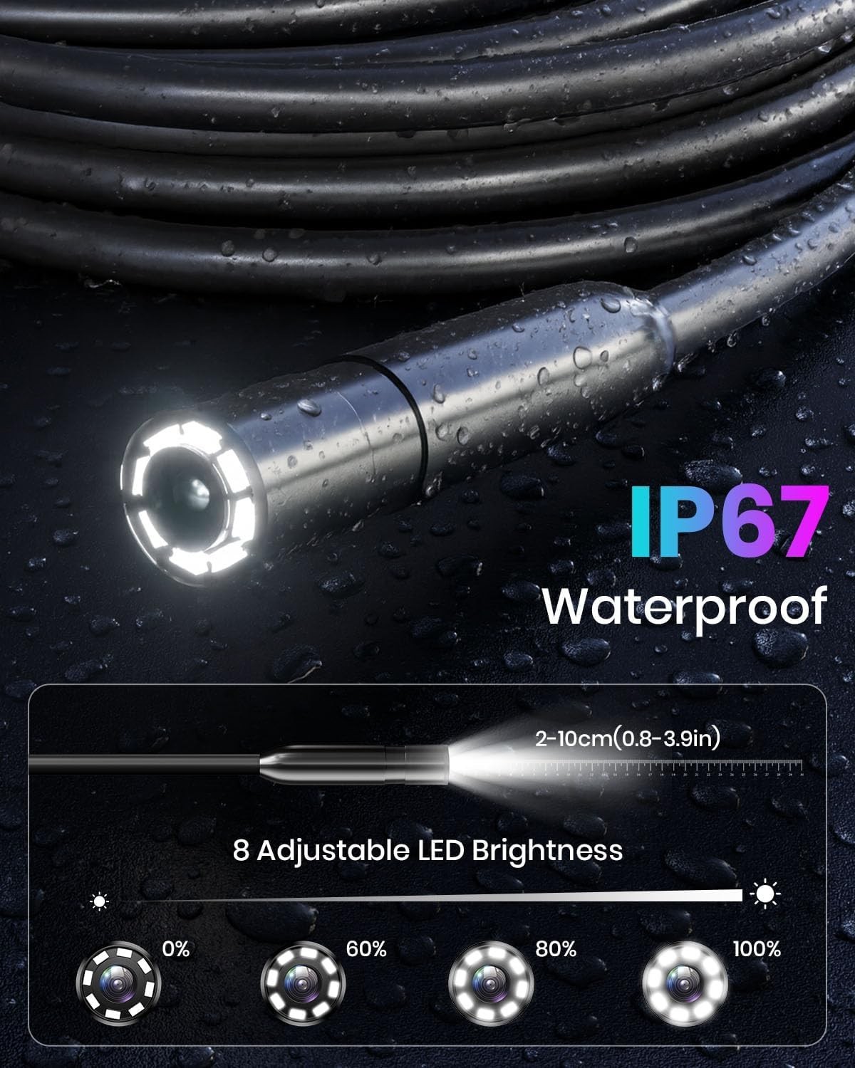 New Endoscope Camera with Light,Borescope Cameras with 4.3" IPS 1920P 16.5 FT