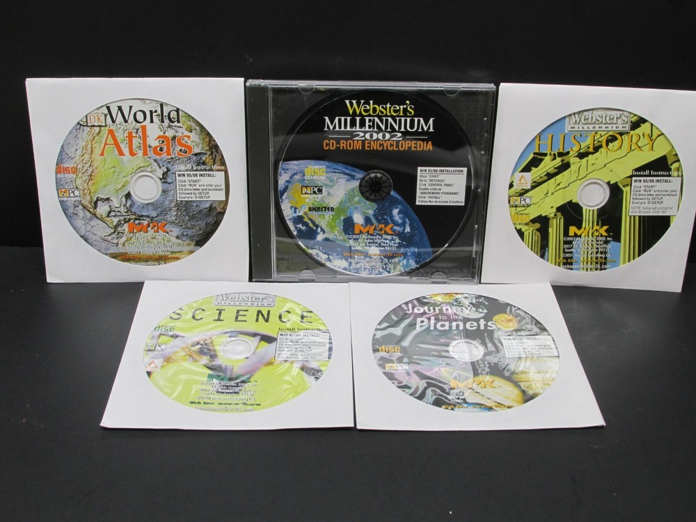 Webster's Millennium 2002 Encyclopedia, PC,  5 - CD-ROM'S, W 95 / 98, Never Used