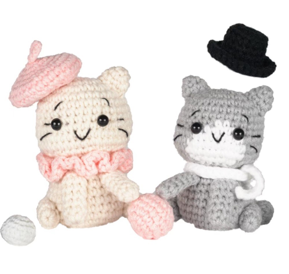 2‑Pack Beginner Crochet Kit – DIY Cat Plushies with Step‑by‑Step Video Tutorials