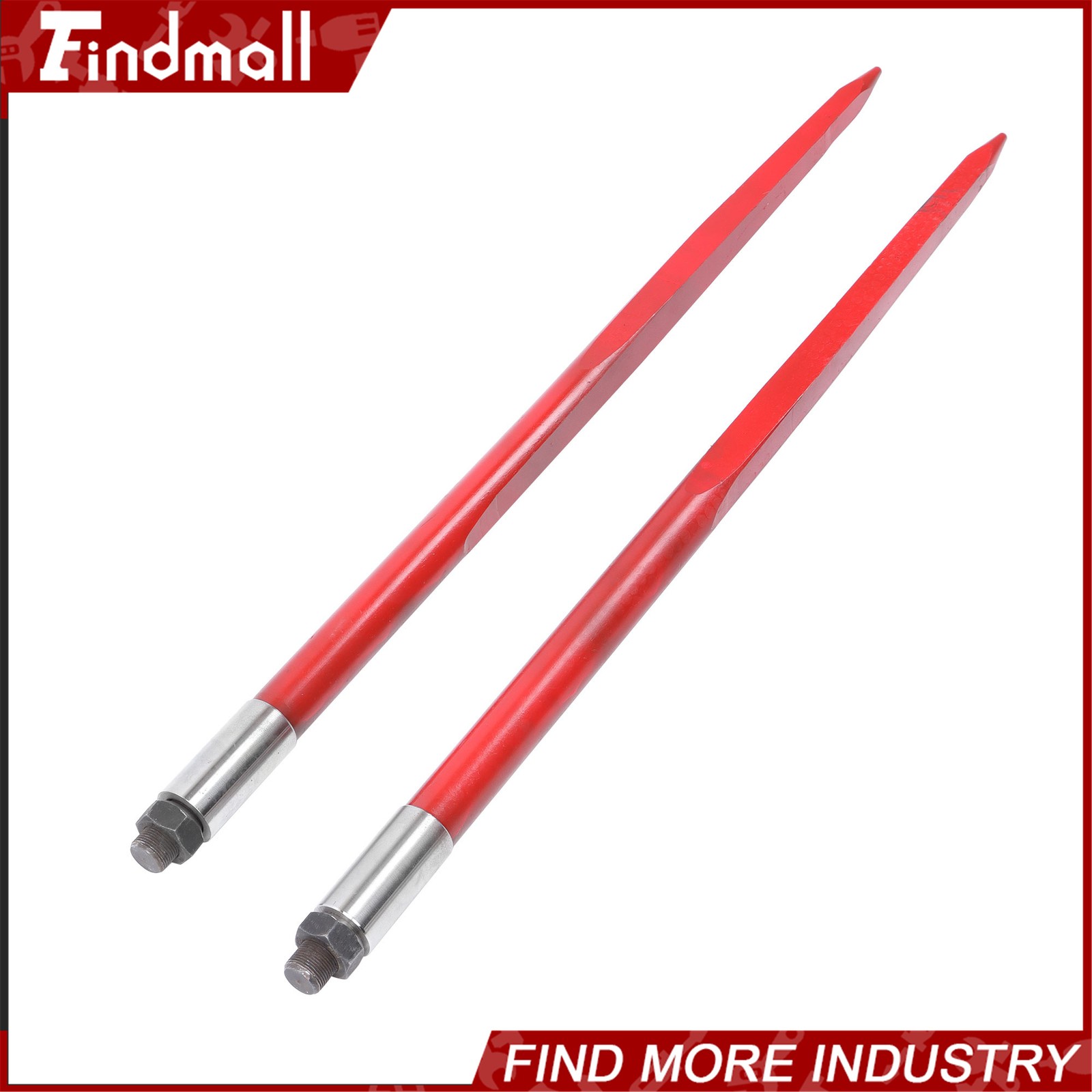 43" Hay Bale Spear Red 3000lbs Capacity Spike Fork Fit For Tractors Loaders 2Pcs