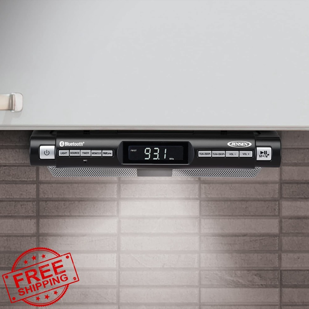 Jensen Wireless Under Cabinet Kitchen Bluetooth Music System