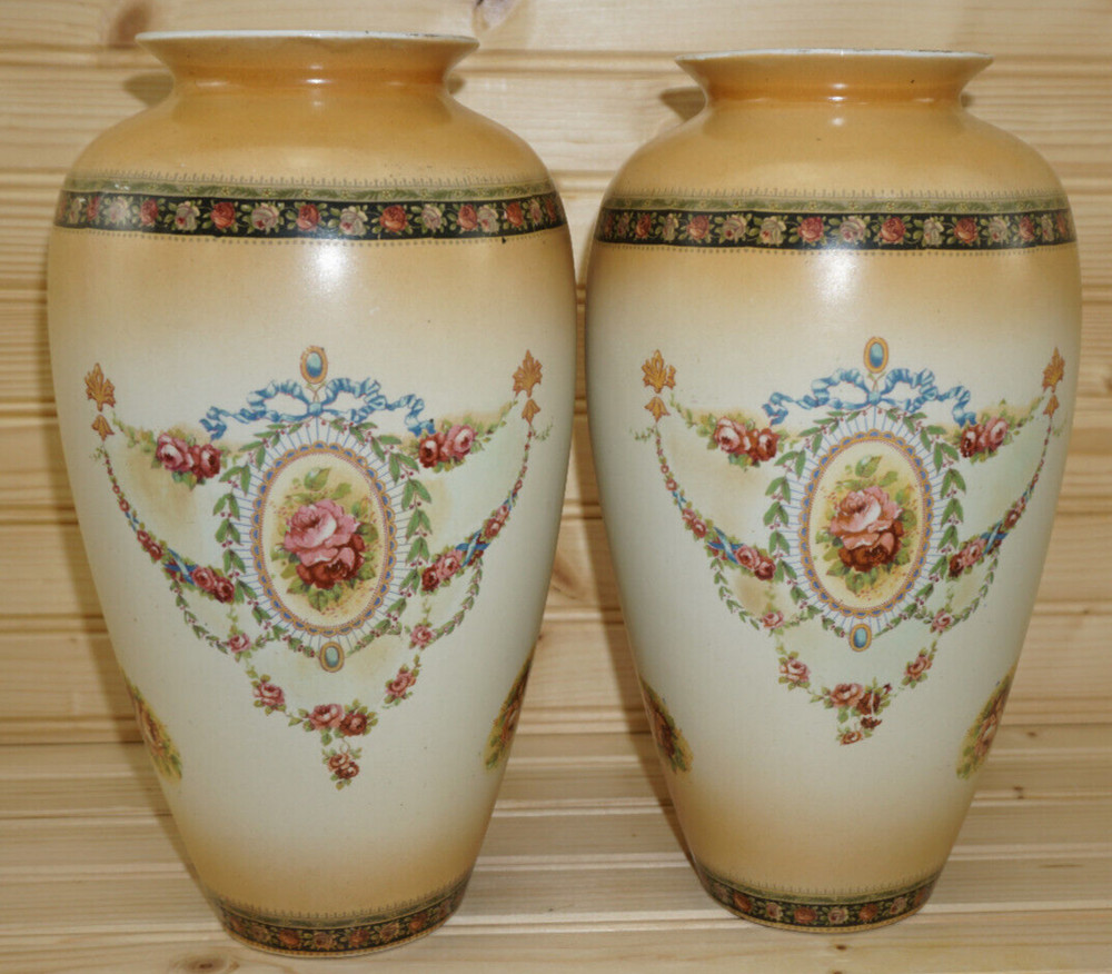 Roses Vases (2) 10 3/4" Tall (B23)