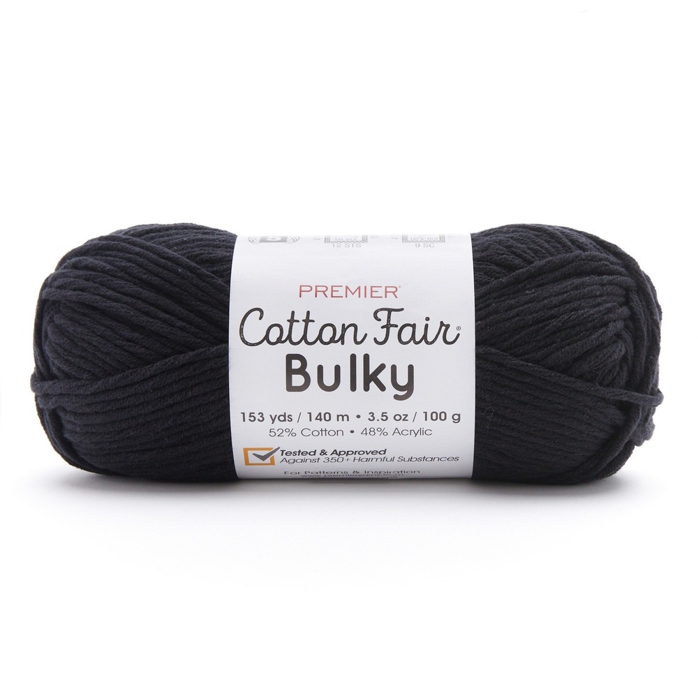 Premier Yarns Cotton Fair Bulky Yarn - Solid-Black