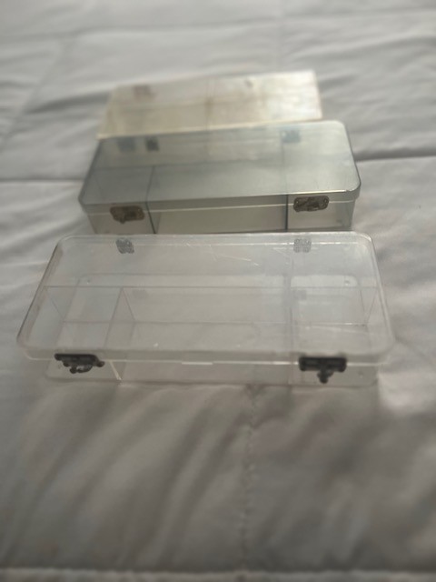 Vintage IBM branded storage cases, plastic coplymer, snap closures, hinged