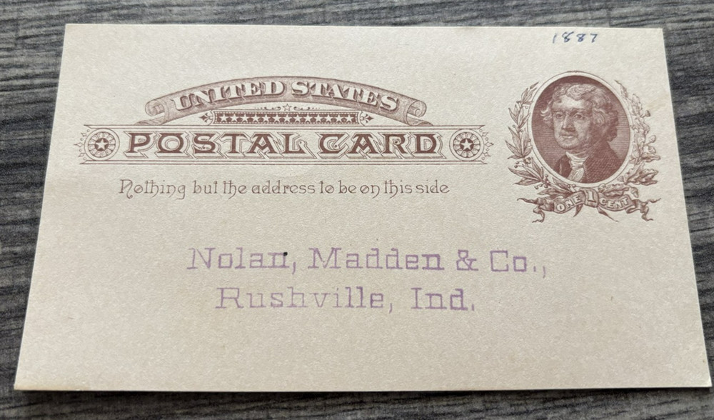 Nolan,Madden & Co, Postal Card 1887 1 cent