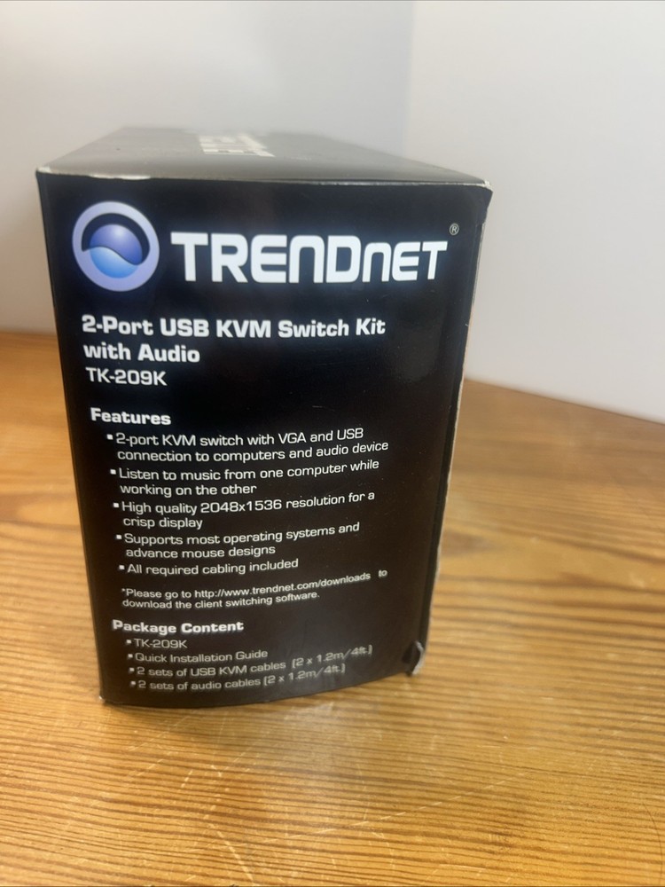 TRENDnet 2-Port USB KVM TK-209K Switch Kit With Audio Open Box