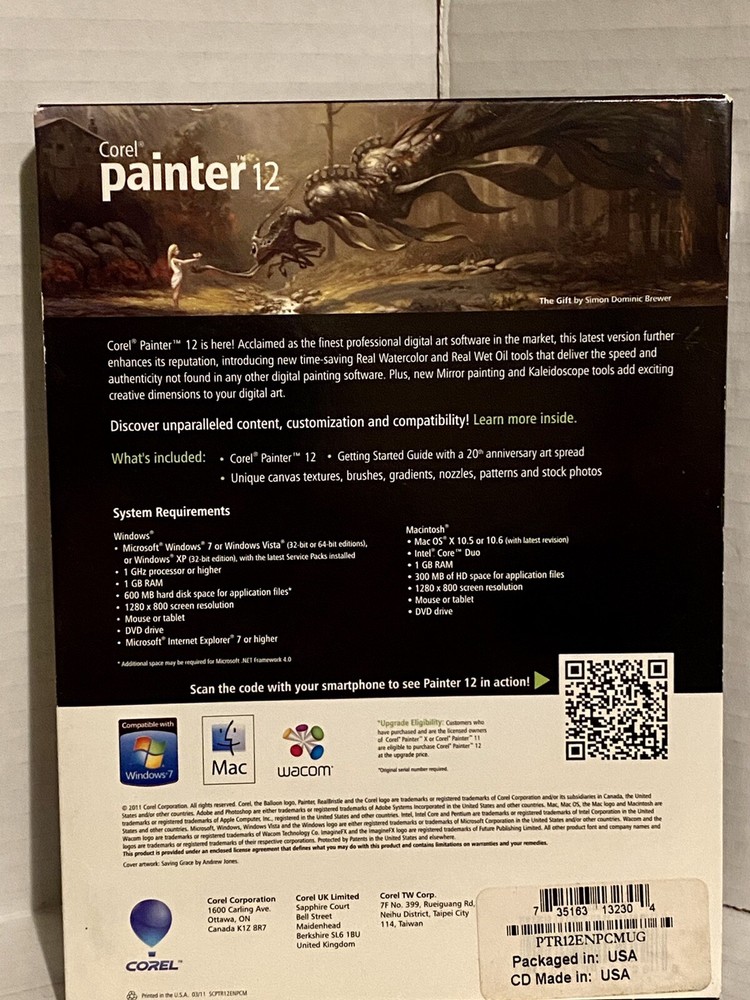 Corel Painter 12 by Corel *UPGRADE* Software W/Getting Started Guide Windows/Mac