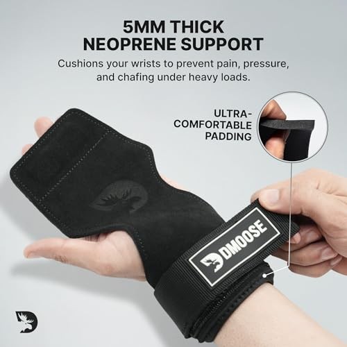 Weight Lifting Hooks (Pair) for Deadlifts, Pull Ups, Rows Lifting Grip - Black