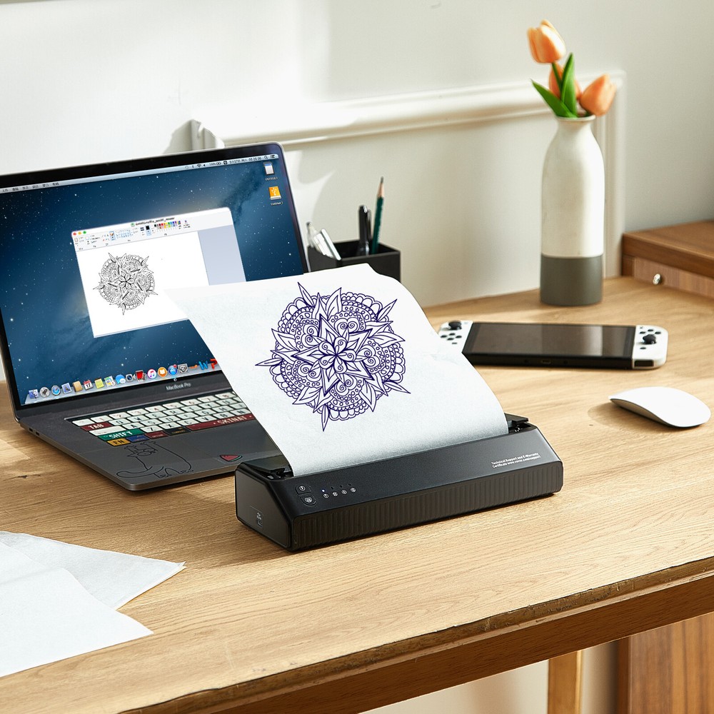 VEVOR Tattoo Transfer Stencil Printer Wireless Bluetooth 10Pcs Transfer Paper