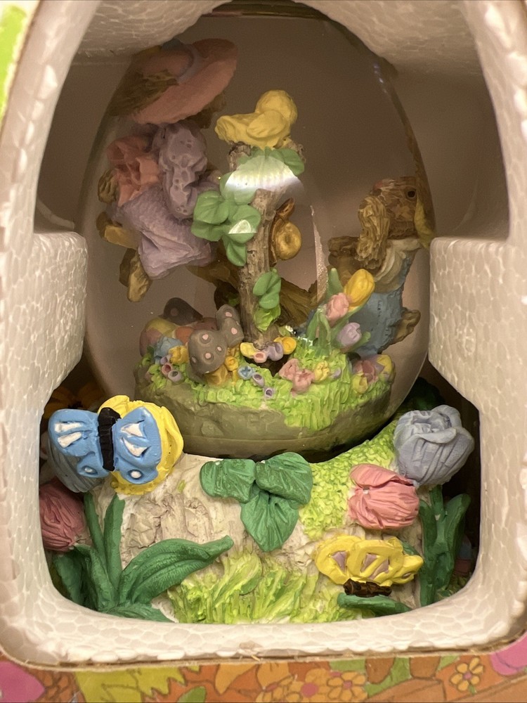 Easter Bunny Egg Shape Water Globe With Musical Easter Parade Wind Up Spring