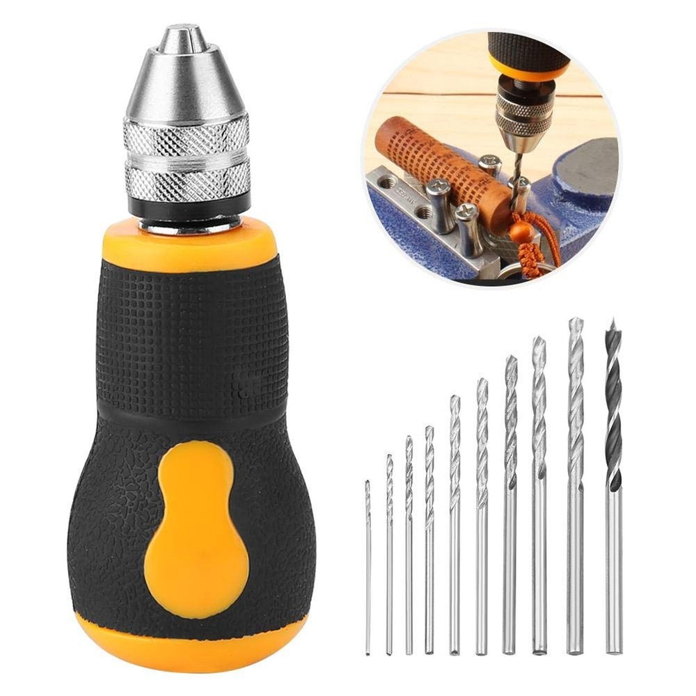 Micro Mini Hand Drill Tool, Portable Tool Set Small Hand Drill & 10 pcs Twist...