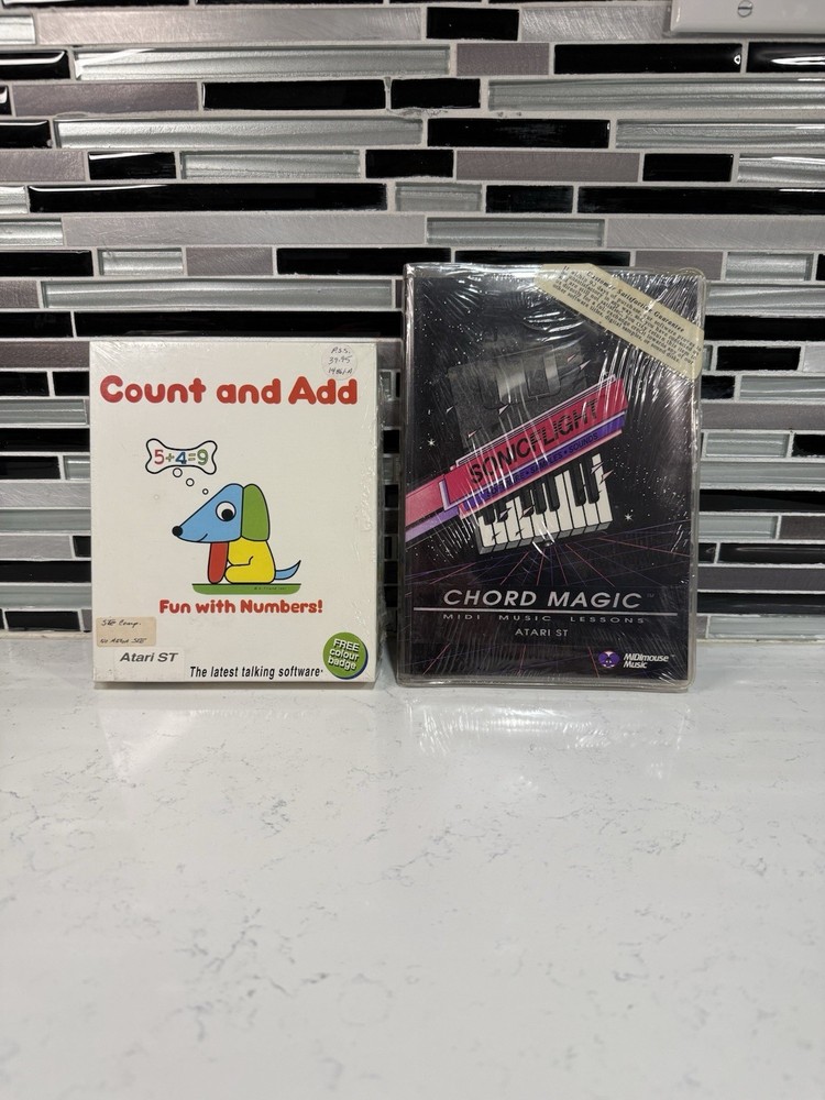 Atari ST Sealed Software Bundle Count And Add Chord Magic Midi Music Lessons NOS