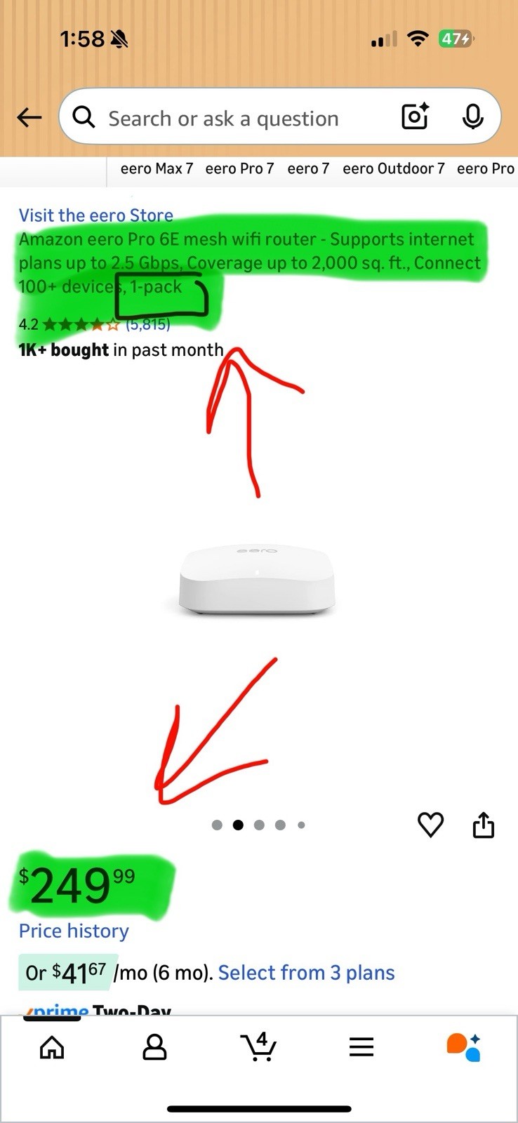 eero Pro 6E mesh wifi router - Supports internet plans up to 2.5 Gbps 1-pack