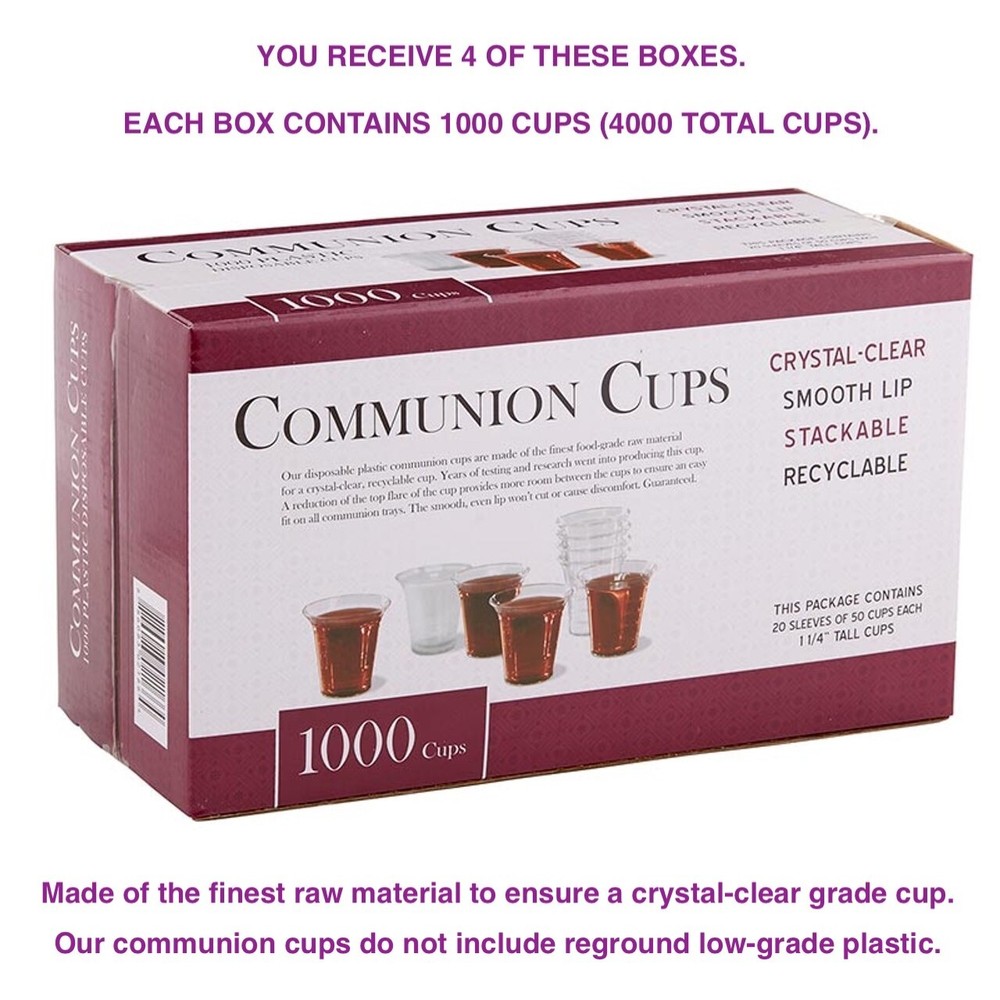 Communion Cups, Disposable Communion Cups (4000) Recyclable/Stackable 1.25" High