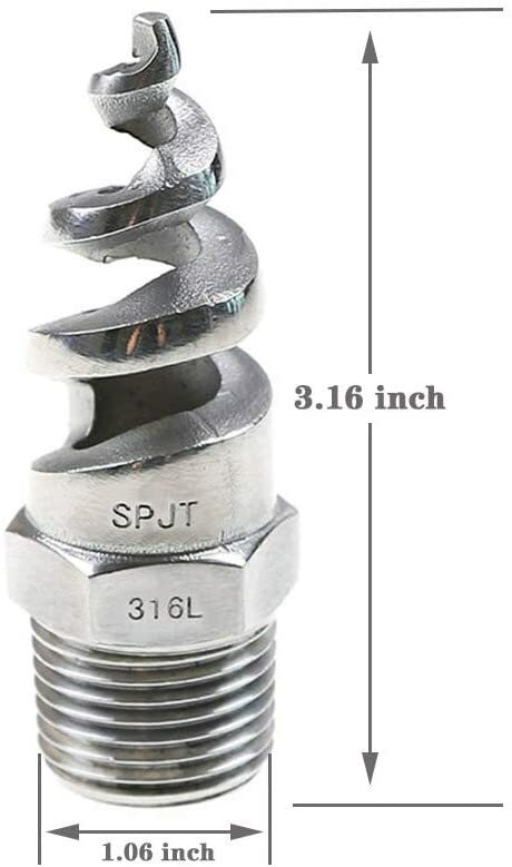 3/4" Male Spiral Cone Atomization Nozzle SS316 Dust Remove Atomized Sprayer