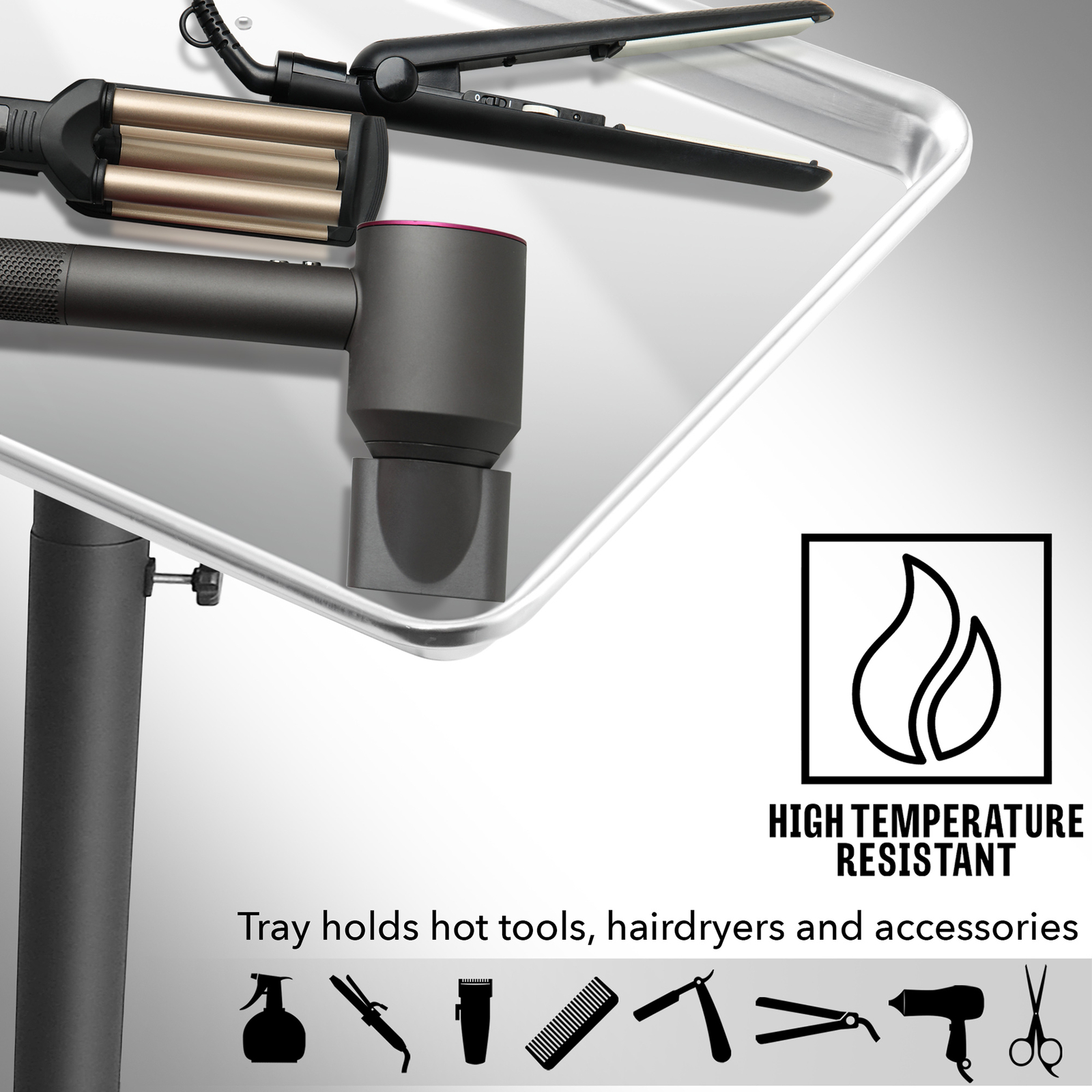 Professional Aluminum Salon Rolling Utility Tray Cart Medical Tattoo