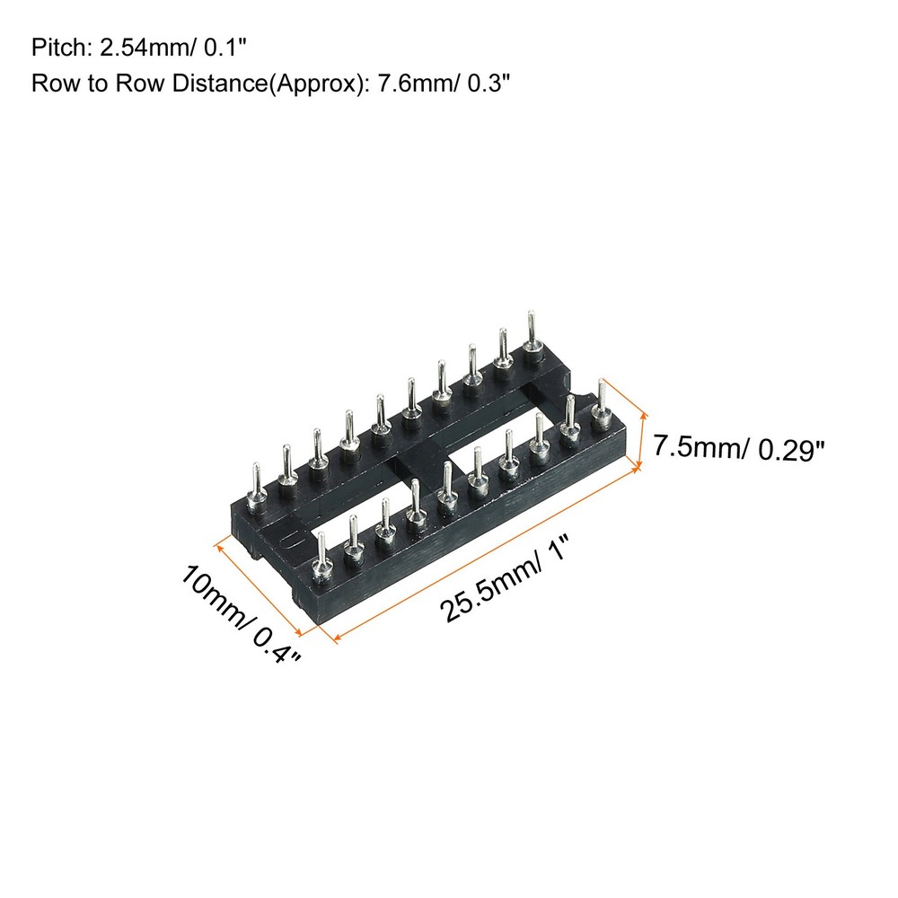 DIP IC Chip Socket Adapter Round Pin 20P 2.54mm Pitch IC Socket, 6 Pack