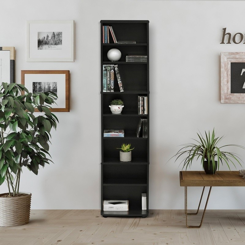 Multimedia Storage Tower Adjustable Shelves Space Saving Organizer CDs DVDs New