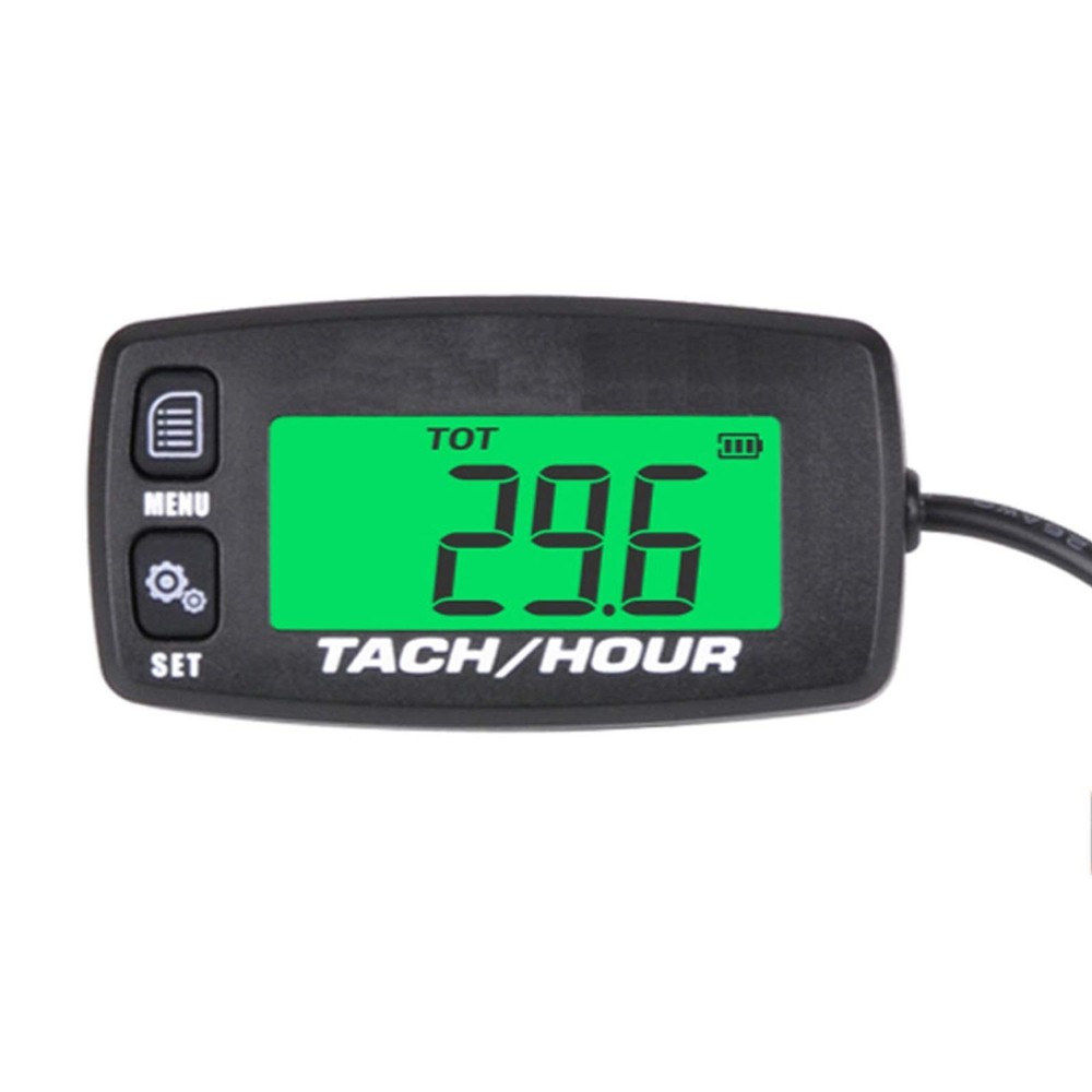 Engine Hour Meter Inductive Tachometer Backlit Gauge Digital Resettable Tach ...