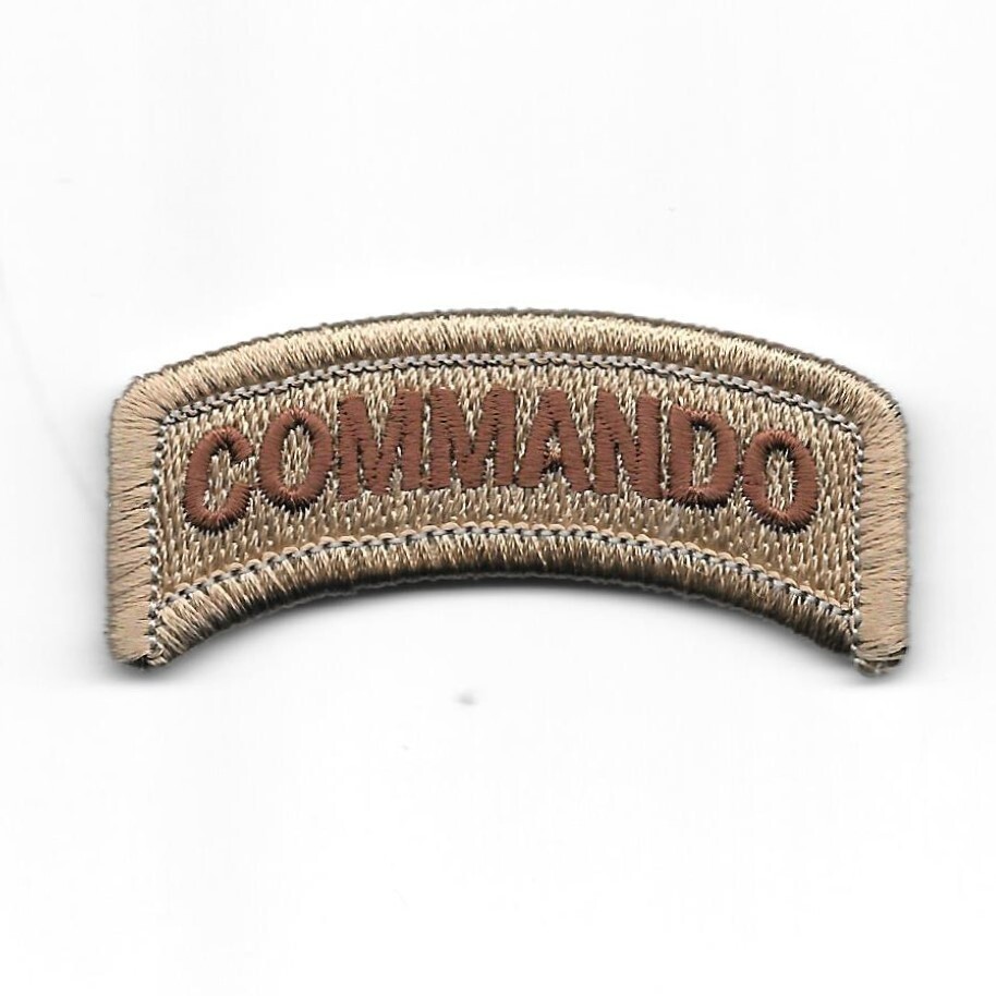 Tan Commando Tab Patch Embroidered Desert Fits For VELCRO® BRAND Loop
