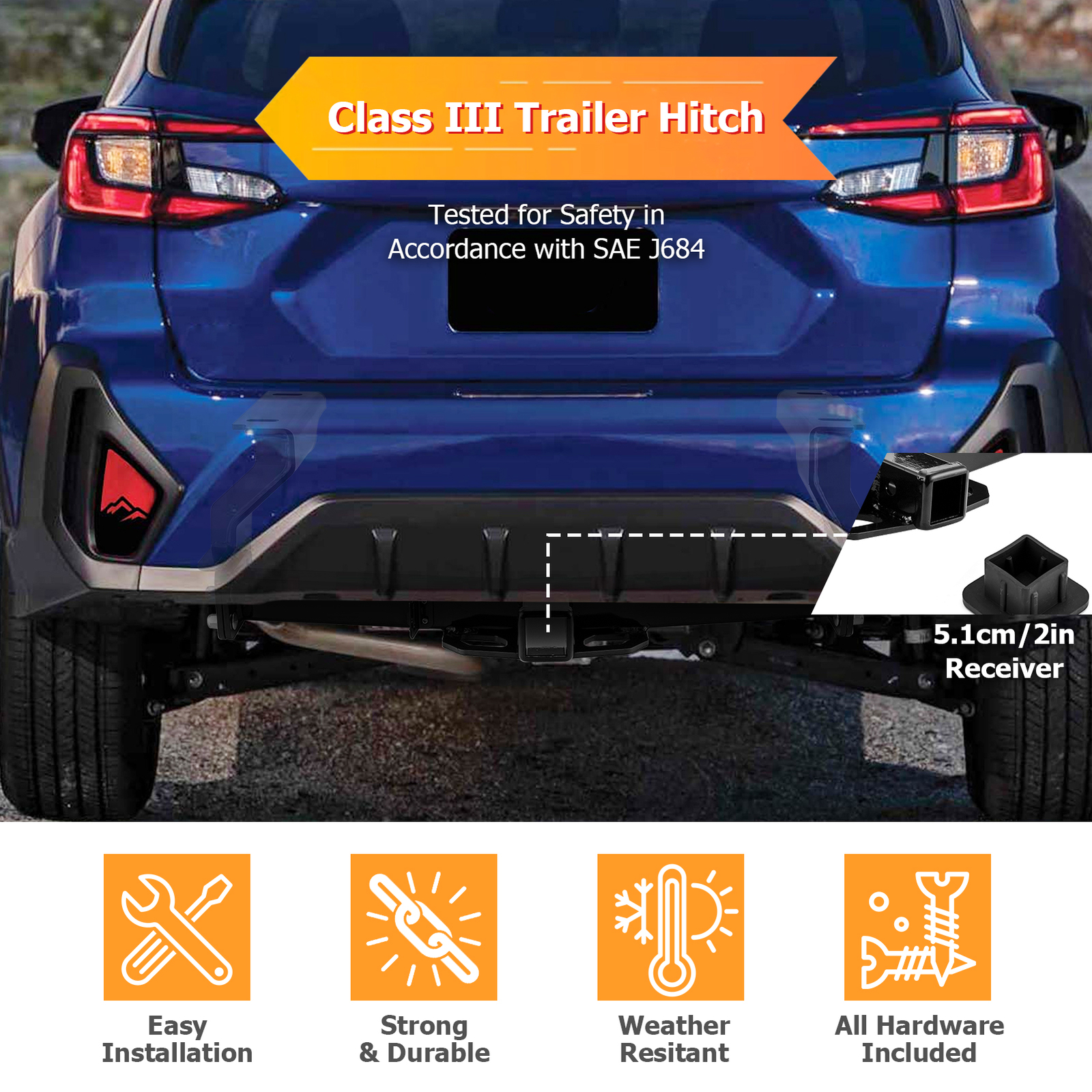 Class 3 Trailer Hitch, 2 Inch Receiver , for 2016-2025 Subaru Crosstrek