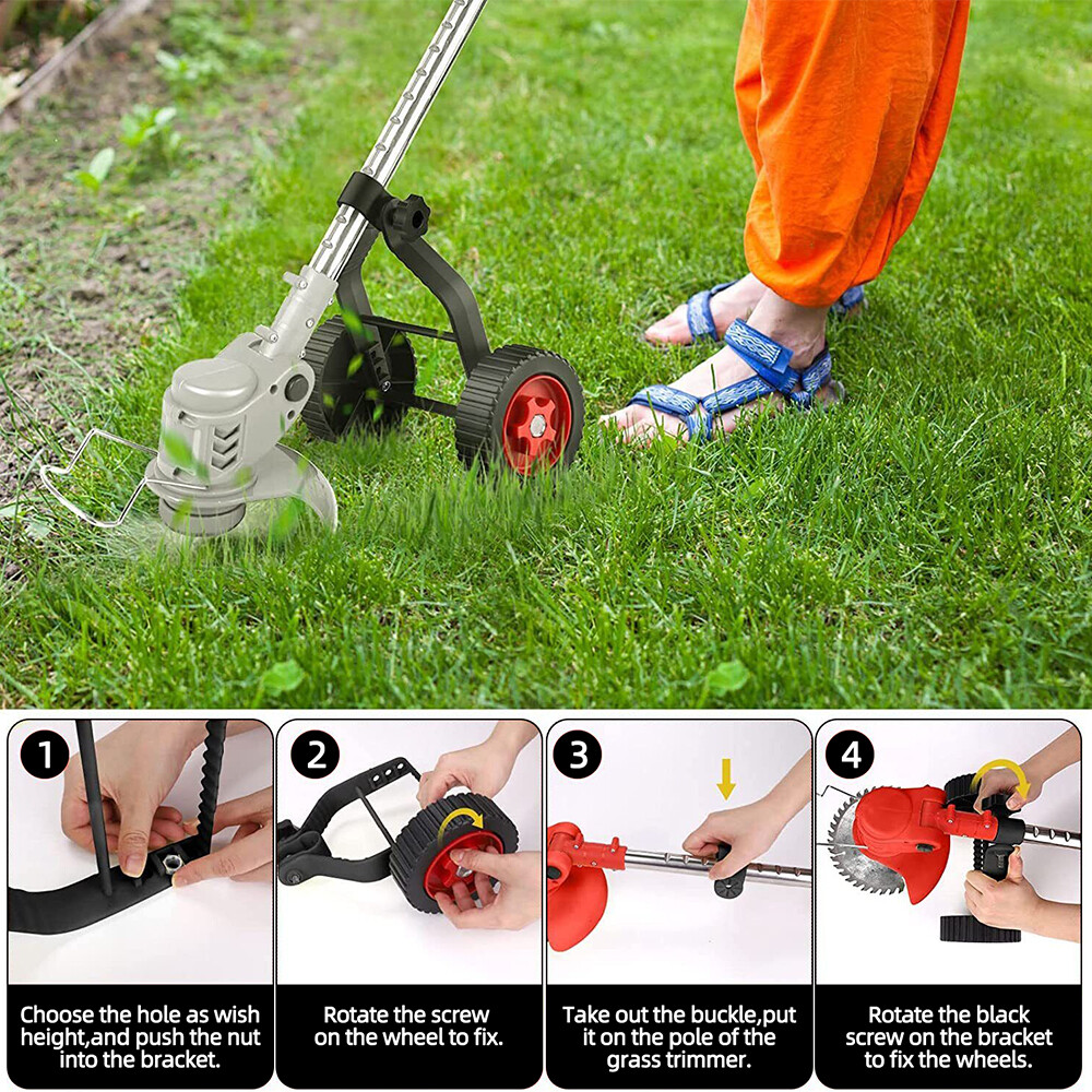Universal Grass Rope Trimmer Weeder Stabilizing Height Adjustable Support Wheel