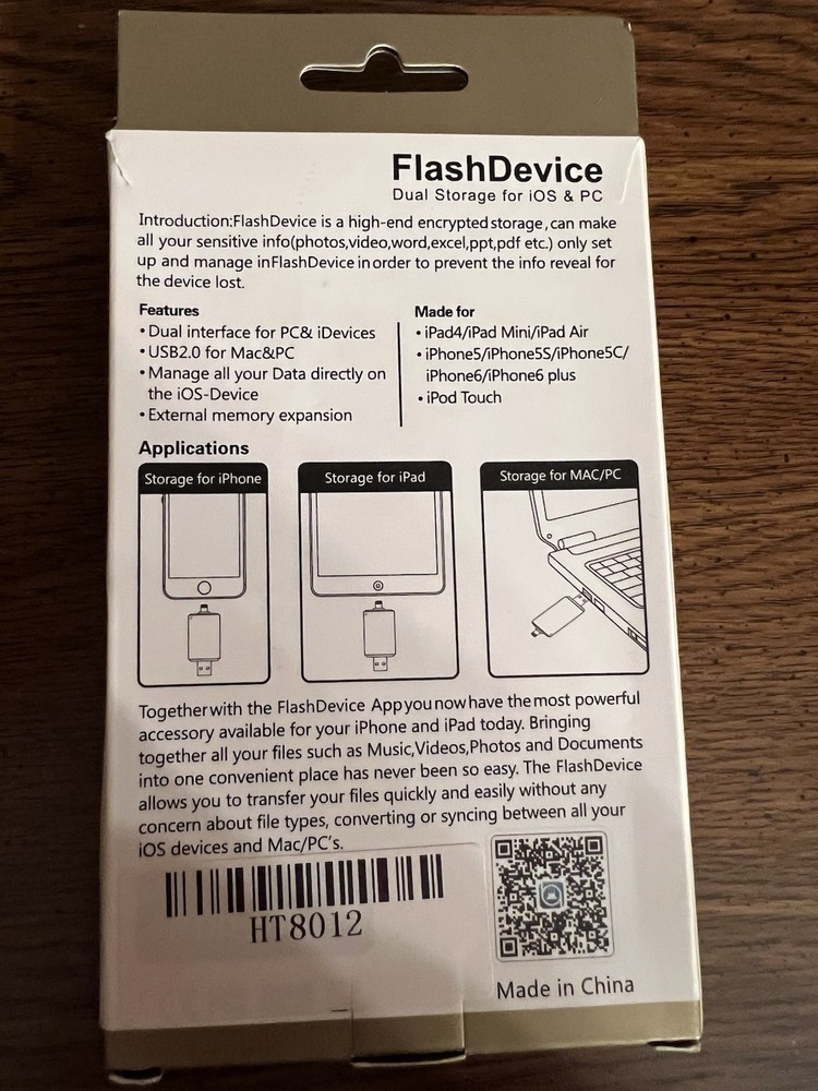 Flash Device dual storage for ios and PC new in box (2B)