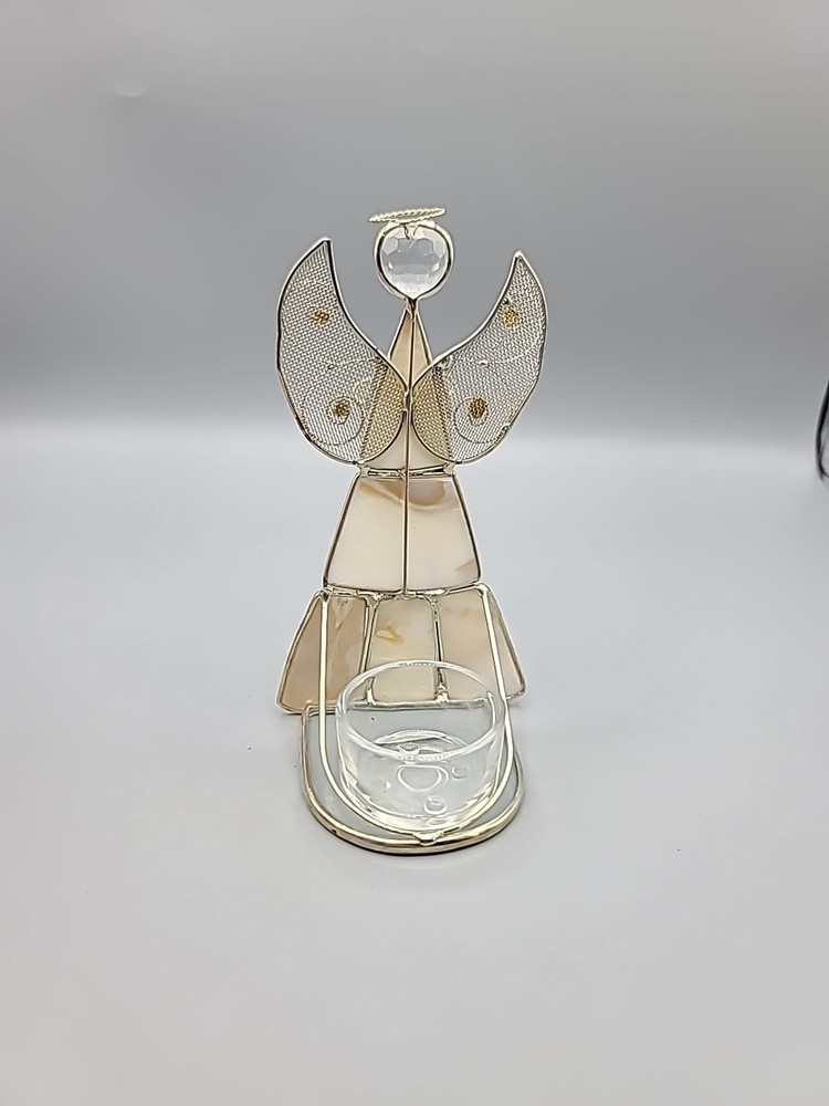 Capriz Shell Angel Tealight Holder 6" Tall