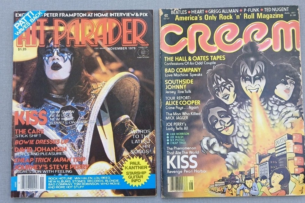 KISS Hit Parader Magazine Nov. 1979 & Creem Aug. 1977 Ace Frehley Glam Metal Lot