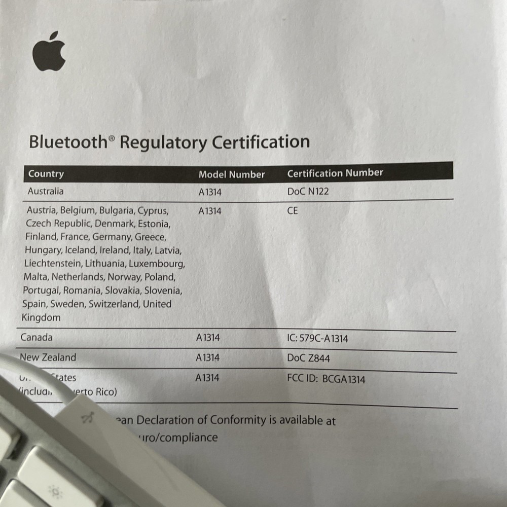 apple keyboard a1314 and mouse