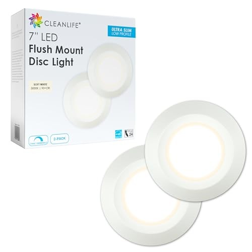 7" LED Flush Mount Ceiling Light - Energy Efficient LED Puck Lights - Easy