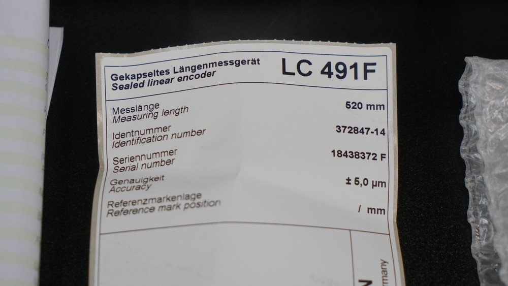 HEIDENHAIN 372847-14 Linear Encoder Scale LC491F, 520mm, 5.0um