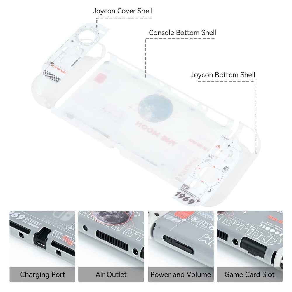 GeekShare Protective Case for Nintendo Switch OLED Hard Shell moon landing