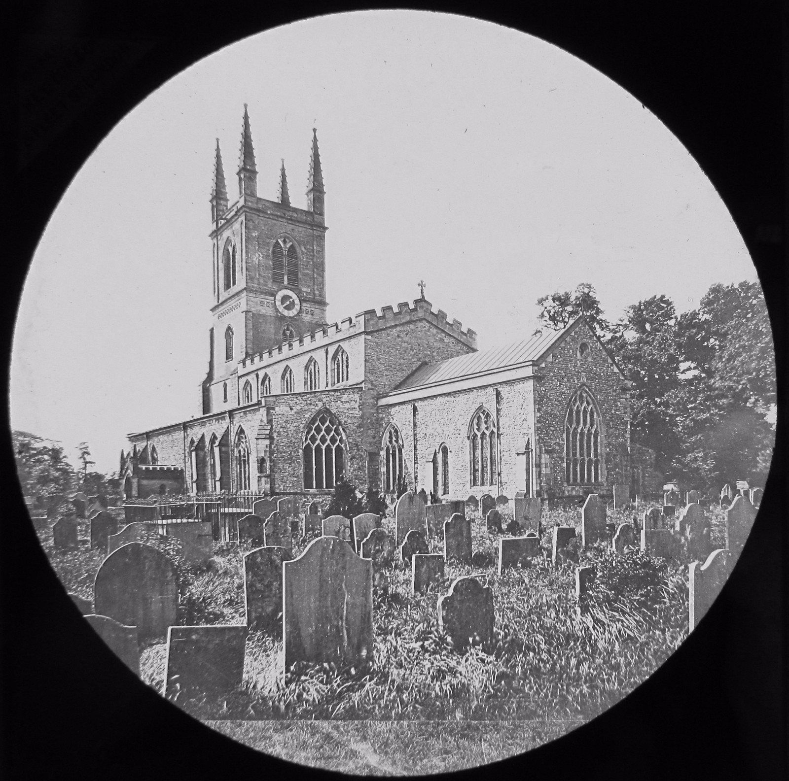 Glass Magic Lantern Slide THE CHURCH AT LUTTERWORTH C1900 PHOTO ENGLAND